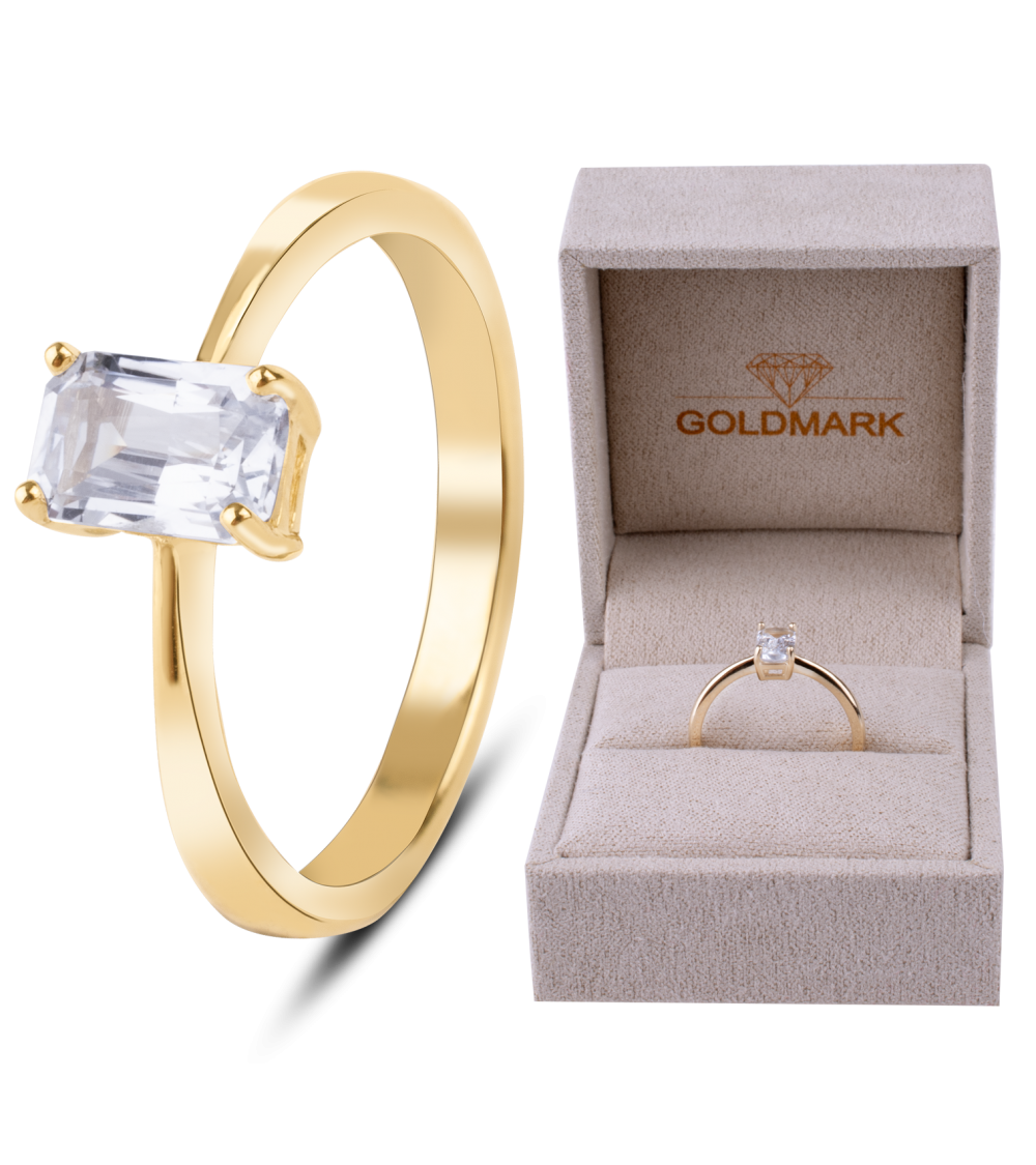 EMMA Pierścionek złoty z topazem i diamentami